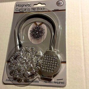 2PC Silver Magnetic Curtain Tie Back NEW